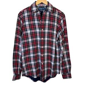 Ralph Lauren Mens Shirt Small Red Tartan Plaid Flannel Lined Long‎ Sleeve Cotton